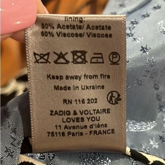 Zadig & Voltaire Viking Jac coeur black & white heart blazer size 34 - Picture 13 of 13